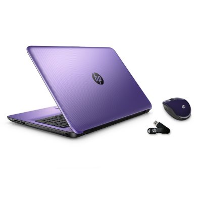 Hp 15 6 Touch Screen Notebook Bundle With Matching Wireless Mouse Additional Usb Drive Features Amd A8 7410 8gb Memory 750 Gb Hard Drive Colors Purple Blue Silver Free Upgrade To Windows 10