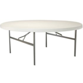 Lifetime 72" Round Commercial Grade Folding Table, 12 Pack, White Granite