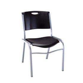 Lifetime Plastic Stacking Chair /Black & Silver - Commercial