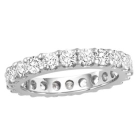 2.00 CT. TW. Round Cut Prong Set Eternity Band - 14K White or Yellow Gold 