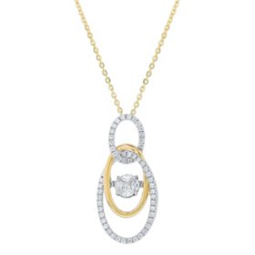 S Collection 0.50 CT. T.W. Inter-Linked Ovals Pendant in 14K Yellow & White Gold