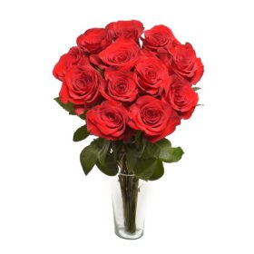 Member's Mark Je T'aime Red Rose Vase Arrangement, 12 stems