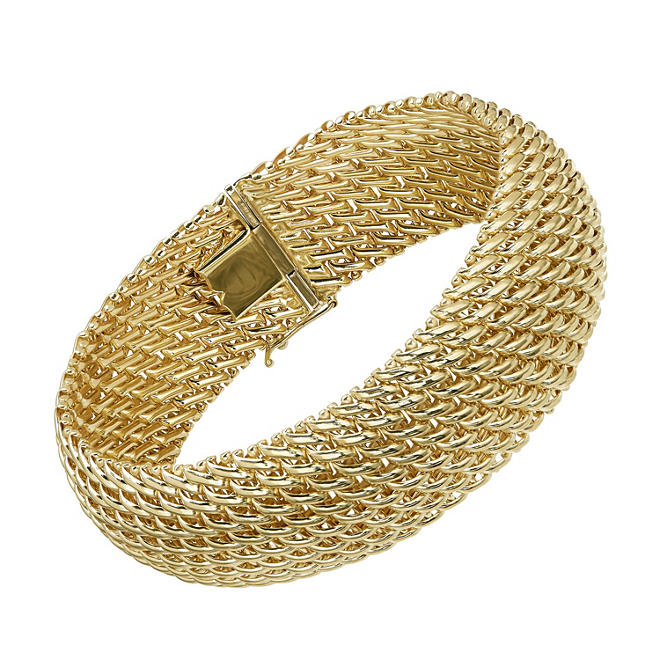 Italian 14K Yellow Gold 3-Row Woven Bracelet 