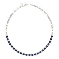 Sterling Silver Lab Created Blue and White Sapphire Necklace