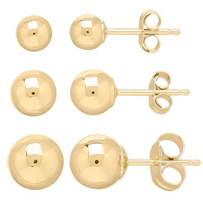 A & M 14K Solid Gold Classic Ball Stud Earrings (4 - 8mm), Women's, Size: 4 mm, Yellow