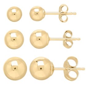 14K Yellow Gold 4-6 mm Ball Stud Set