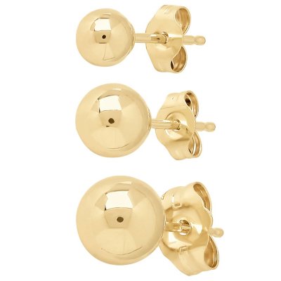 A & M 14K Solid Gold Classic Ball Stud Earrings (4 - 8mm), Women's, Size: 4 mm, Yellow