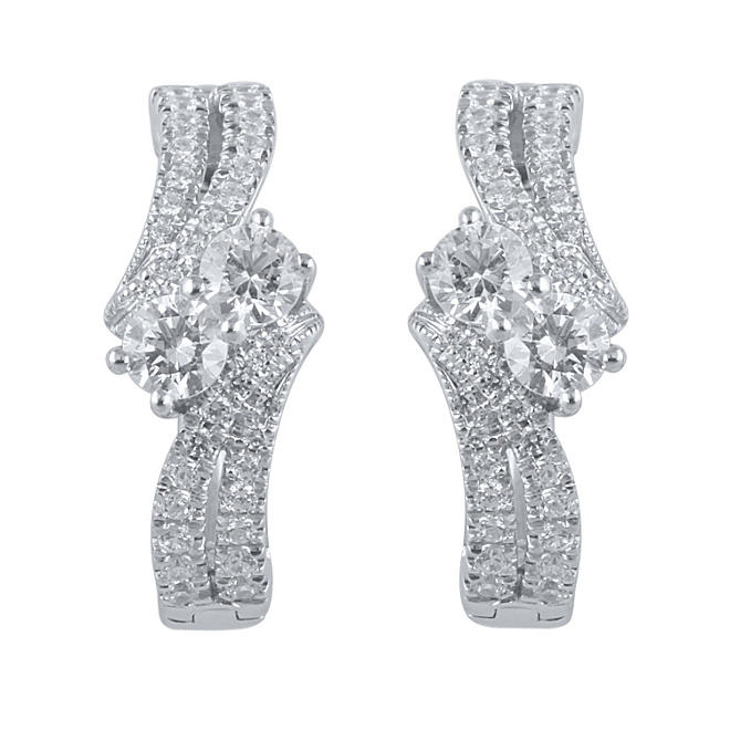 0.97 CT. T.W. Eternally Us Diamond Earrings in 14k White Gold (I, I1)