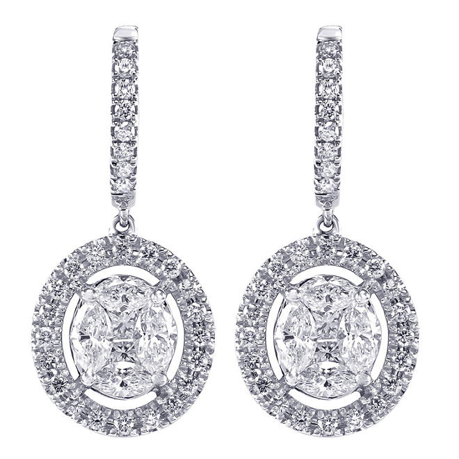 S Collection 1.65 CT. T.W. Diamond Composite Drop Earrings in 14K White Gold