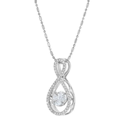 Sam's Fashion 14K White Gold Diamond Heart Necklace 165-01761 - Sam's Fine  Jewelry