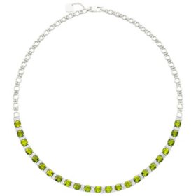 Sterling Silver Peridot and White Sapphire Necklace