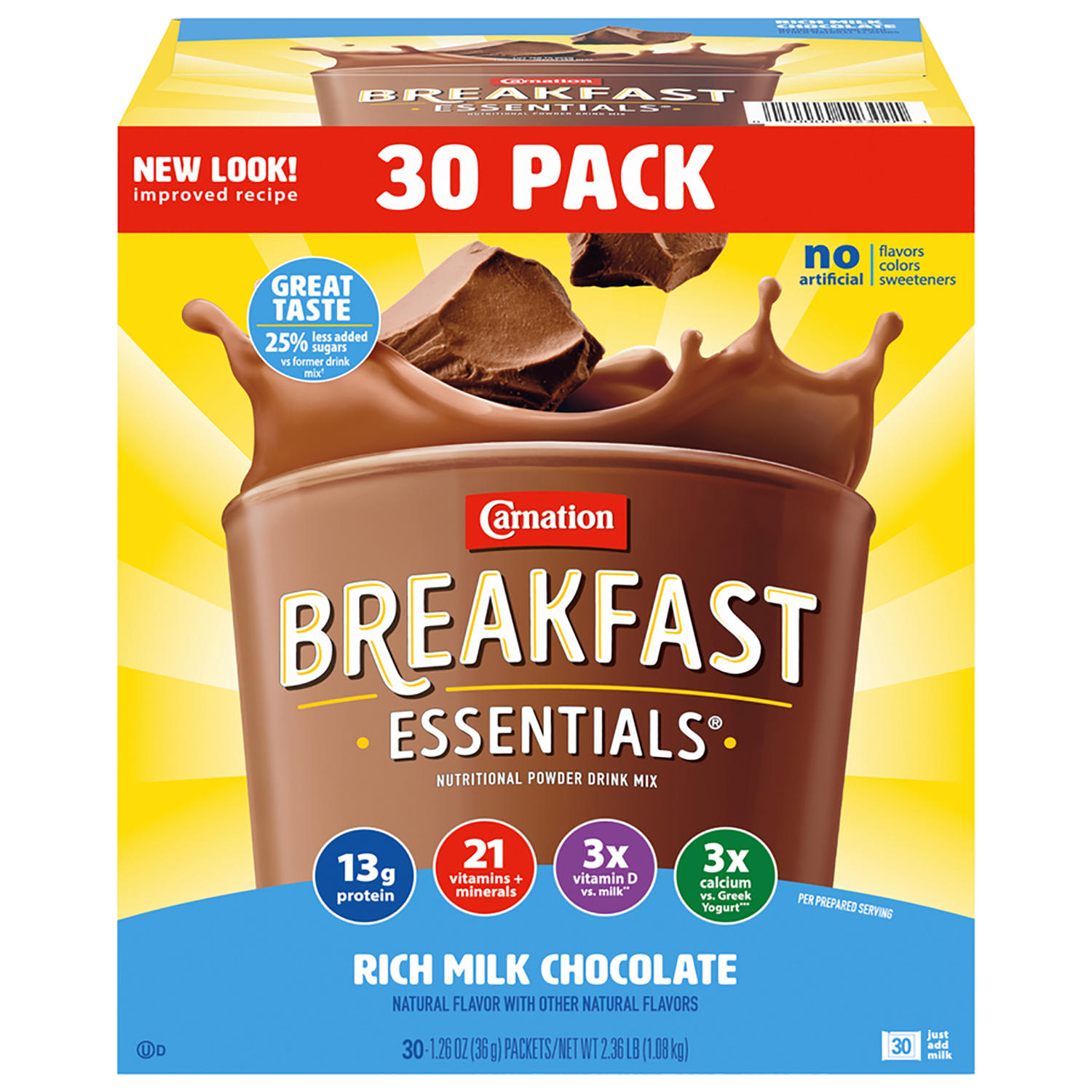Carnation Breakfast Essentials Nutritional Powder Drink Mix, Chocolate (30 ct.)