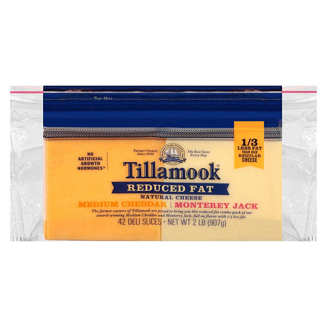 Tillamook Sliced Reduced Fat Medium Cheddar & Monterey Jack (2 lbs.)