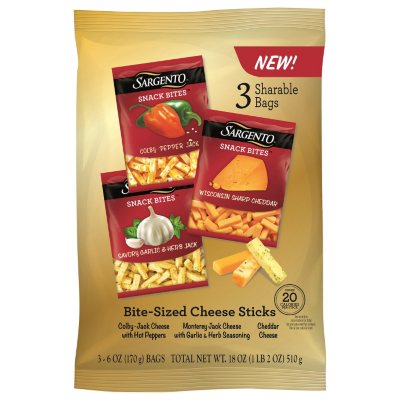 Sargento Snack Bites, Variety Cheese Packs (3 bags) Sam's Club