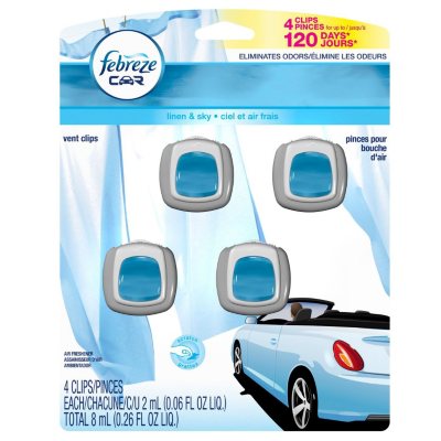 Febreze Car Air Freshener Vent Clip Linen & Sky Scent, .06 oz. Car