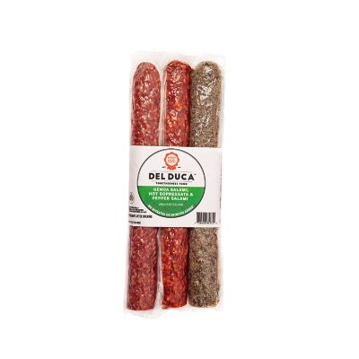 Del Duca Genoa Salami, Hot Sopresseta & Pepper Salami (24 oz.) - Sam's Club