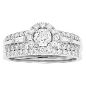 1.0 CT. T.w. Diamond Halo Bridal Ring Set in 14K Gold