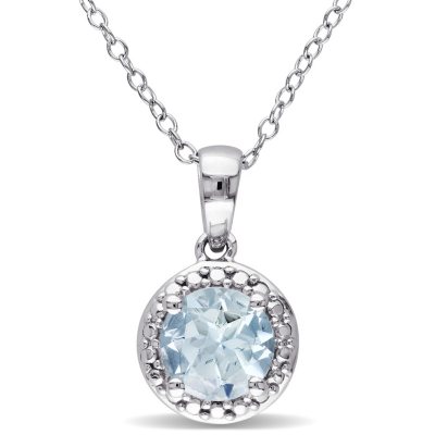 Sterling Silver Lab Created Blue and White Sapphire Necklace - Sam's Club