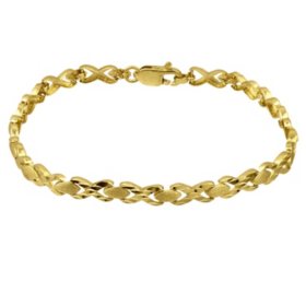 Diamond-Cut "X" and "O" Chain Bracelet in 14K Gold