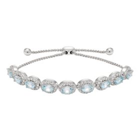 Aquamarine and White Topaz Bolo Bracelet