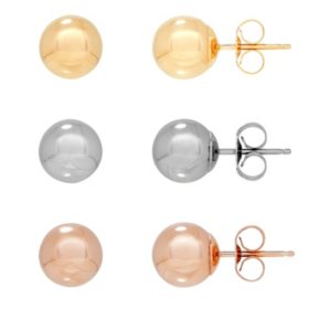 7MM Stud Earring in 14K Rose, Yellow, and White Gold
