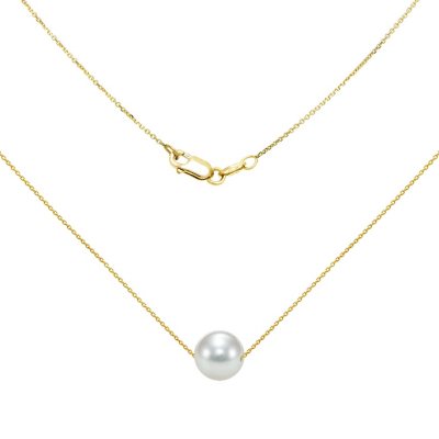 8-9 mm White Cultured Freshwater Pearl and 14k Yellow Gold Beads 18  Necklace - Sam's Club