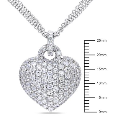 17 inches Long Thick 10mm Chain Silver Colored Heart Pendant Necklace