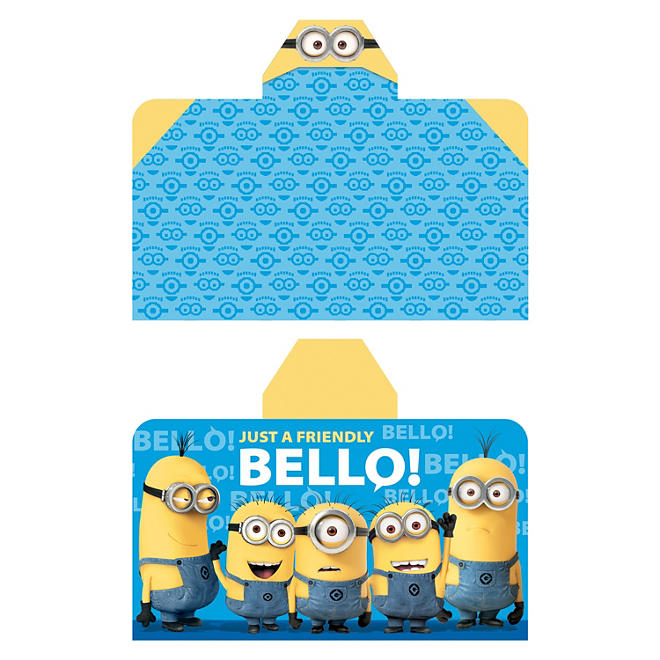 Minions 'Friendly Wave' Reversible Hooded Towel Wrap, 28" x 50"