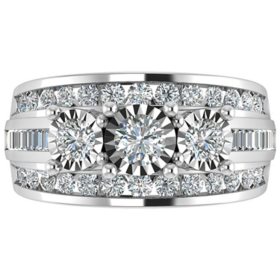 14K White Gold Wedding Lv Ring Her Round Diamond 1.50Ct Lab-Created Cluster  VVS1