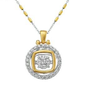 S Collection 0.71 CT. T. W. Two-Tone Modern Pendant in 14K White and Yellow Gold