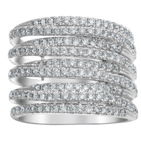 S Collection 1.5 CT. T.W. Diamond Multi-Row Ring in 14K White Gold