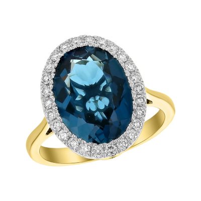 Details about   10k Yellow Gold Oval Blue Topaz And Diamond Ring