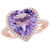 Amethyst and 0.28 CT. Diamond Halo Heart Cocktail Ring in 14K Rose Gold