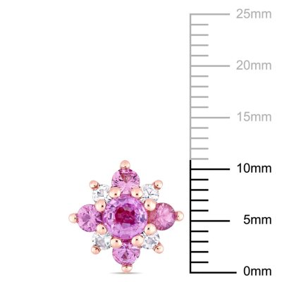 1.68 CT. T.W. Pink and White Sapphire Star Stud Earrings in 14K Rose Gold