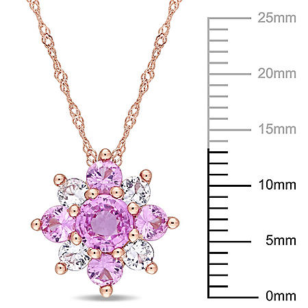 1.6 CT. T.W. Pink and White Sapphire Star Pendant in 14K Rose Gold