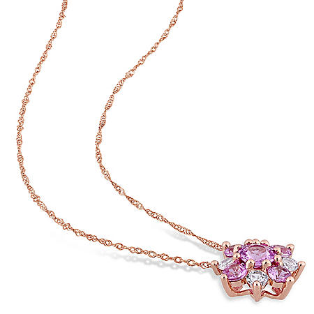 1.6 CT. T.W. Pink and White Sapphire Star Pendant in 14K Rose Gold