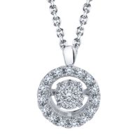 Dancing 0.21 T.W. Diamond Round Cluster Pendant in Sterling Silver