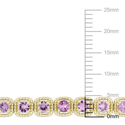 Allura 5.20 CT TGW Pink Sapphire Tennis Bracelet in 14K Yellow Gold