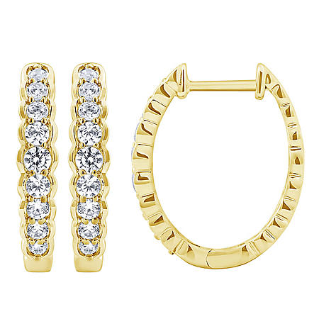 0.46 CT. T.W. Diamond Hoop Earrings in14K Yellow Gold - Sam's Club
