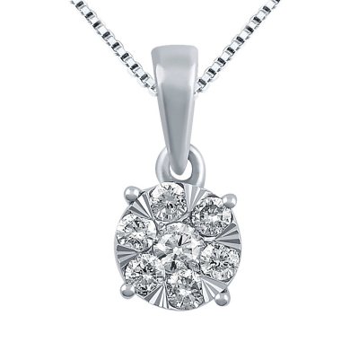 Diamond All Star Initial V Necklace in 14K White Gold with 23 diamonds  weighing .23ct tw.