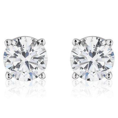 18K White Gold Round Diamond Stud Earrings (4 ct. tw.)