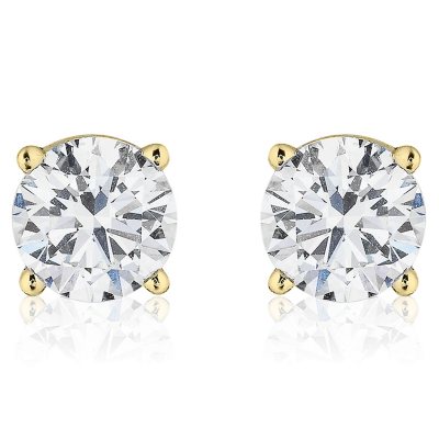 Superior Quality VS Collection Round Diamond Studs (I, VS2) Yellow Gold 3 CT. T. W.:- Yellow Gold, 3.00 CT. T.W.