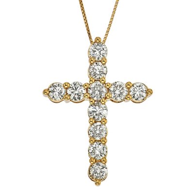 14K Diamond-Accent Cross Pendant, 18