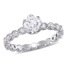 Allura 0.95 CT. Diamond Floral Engagement Ring in 14k White Gold