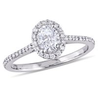 Allura 0.68 CT. Oval-Cut CT.T.W. Diamond Halo Engagement Ring in 14k White Gold