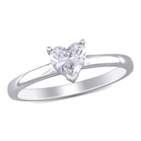 Allura 0.45 CT Heart-Cut Diamond Solitaire Engagement Ring in 14k White Gold