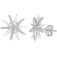 0.14 CT. T.W. Sterling Silver Diamond Starburst Earrings