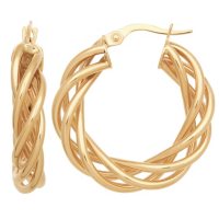 Italian Braided Hoop Earrings in 14K Yellow Gold