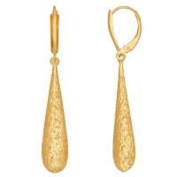 Diamond-Cut Long Teardrop Earrings in 14K Yellow Gold