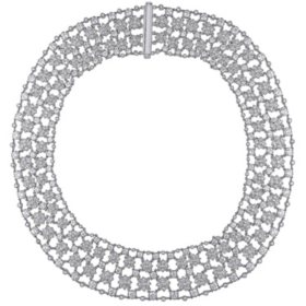 Allura 28.22 CT. T.W. Diamond Filigree Floral Collar Necklace in 18k White Gold